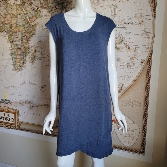 Active Life Dresses & Skirts - Active Life scoop neck cap sleeves athletic athleisure denim blue dress sporty M